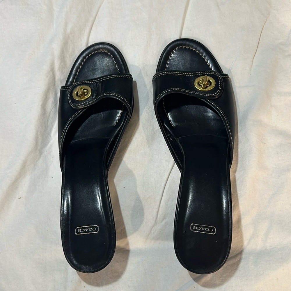 Coach Black Latch Kitten Heels